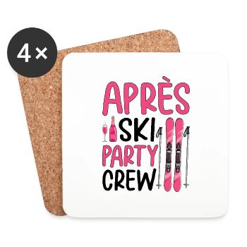 Équipe de fête après ski - Dessous de verre (lot de 4) - blanc - Devant