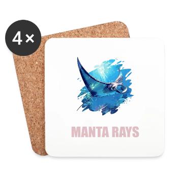 Raies manta Raies manta - Dessous de verre (lot de 4) - blanc - Devant