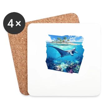 Mantas Manta Rochen - Untersetzer (4er-Set) - Weiß - Vorne