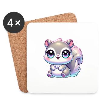 Super Cute Kawaii Baby Squirrel - Untersetzer (4er-Set) - Weiß - Vorne