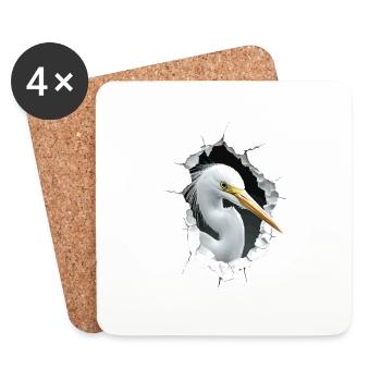 Reiher Vogel - Untersetzer (4er-Set) - Weiß - Vorne
