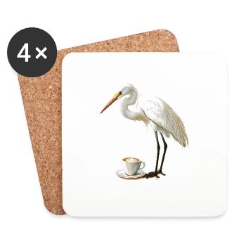 Reiher Vogel Kaffee - Untersetzer (4er-Set) - Weiß - Vorne