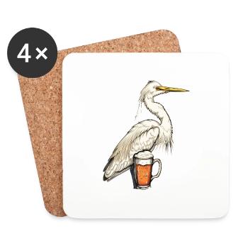 Reiher Vogel Bier - Untersetzer (4er-Set) - Weiß - Vorne