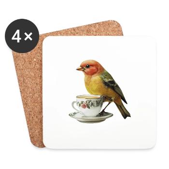 Finch Bird Kaffee - Untersetzer (4er-Set) - Weiß - Vorne
