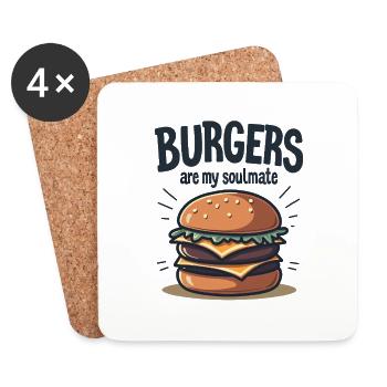 Burgers are my Soulmate Hamburger Fast Food - Coasters (set of 4) - white - Front