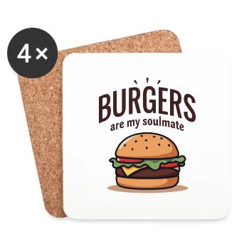 Burgers are my Soulmate Hamburger Fast Food - Coasters (set of 4) - white - Front