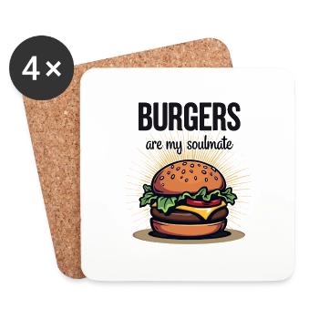 Burgers are my Soulmate Hamburger Fast Food - Untersetzer (4er-Set) - Weiß - Vorne