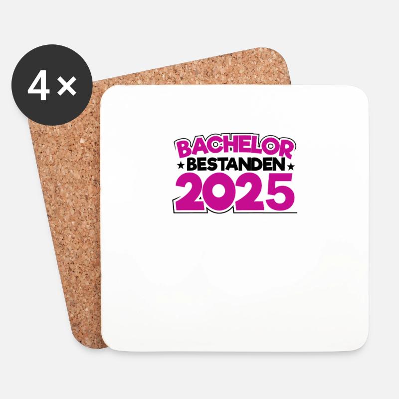 Bachelor 2025 Abschluss Promotion Sponsion - Untersetzer (4er-Set) - Weiß
