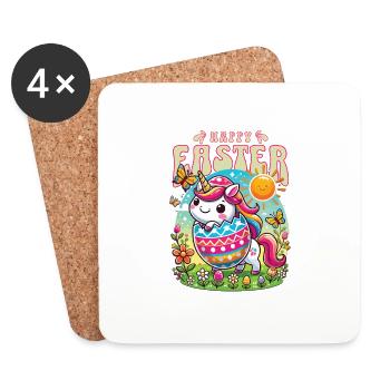 Easter Happy Easter Easter Bunny Easter Egg Spring - Coasters (set of 4) - white - Front