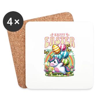 Easter Happy Easter Easter Bunny Easter Egg Spring - Coasters (set of 4) - white - Front