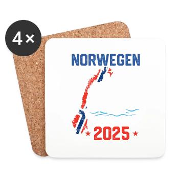 Angeltour Norwegen 2025 Angelurlaub Angeltrip - Untersetzer (4er-Set) - Weiß - Vorne