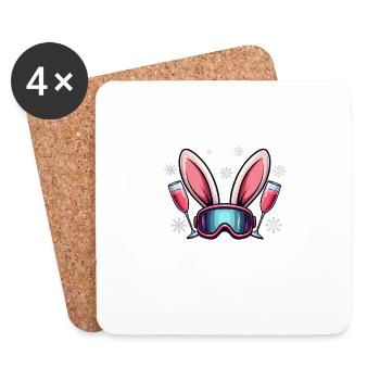 Superviseur officiel du lapin de ski - Dessous de verre (lot de 4) - blanc - Devant