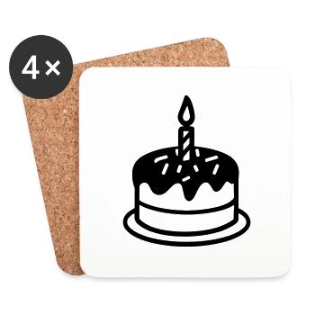 Gateau d'anniversaire - Dessous de verre (lot de 4) - blanc - Devant