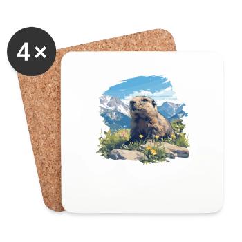 Marmottes Marmottes - Dessous de verre (lot de 4) - blanc - Devant