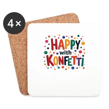 Karneval Kostüm Happy With Konfetti Fasching - Untersetzer (4er-Set) - Weiß - Vorne
