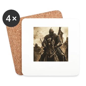 Ritter auf Pferd - Untersetzer (4er-Set) - Weiß - Vorne