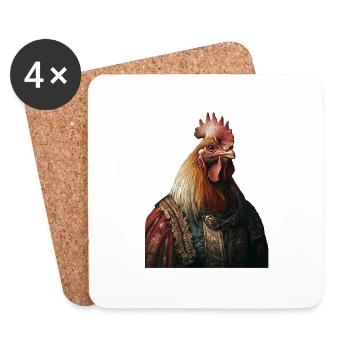 Huhn - Untersetzer (4er-Set) - Weiß - Vorne