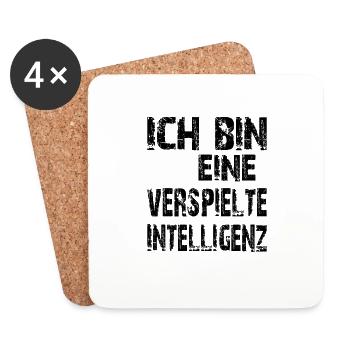 KI Spruch Ich bin eine verspielte Intelligenz - Untersetzer (4er-Set) - Weiß - Vorne