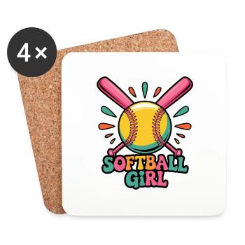 Softball Girl Girl Funny Softball Gift - Coasters (set of 4) - white - Front