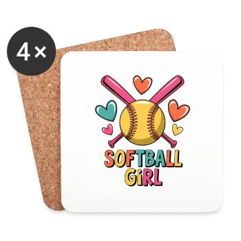 Softball Girl Girl Funny Softball Gift - Coasters (set of 4) - white - Front