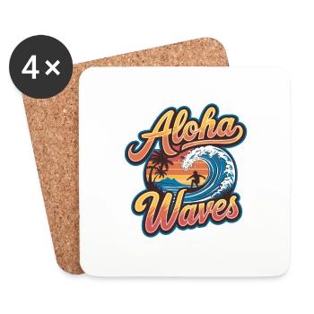 Expérience de surf avec les vagues et le soleil - Dessous de verre (lot de 4) - blanc - Devant