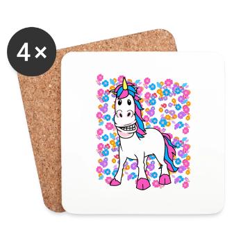 Spring Summer Unicorn Unicorns Kids Child - Coasters (set of 4) - white - Front