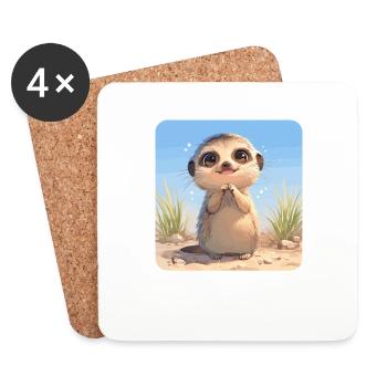 Meerkat Erdmännchen - Untersetzer (4er-Set) - Weiß - Vorne
