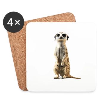 Meerkat Erdmännchen - Untersetzer (4er-Set) - Weiß - Vorne