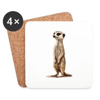 Meerkat Erdmännchen - Untersetzer (4er-Set) - Weiß - Vorne
