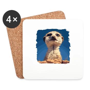 Meerkat Erdmännchen - Untersetzer (4er-Set) - Weiß - Vorne