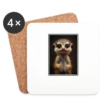 Meerkat Erdmännchen - Untersetzer (4er-Set) - Weiß - Vorne