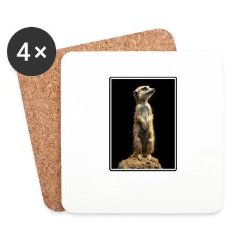 Meerkat Erdmännchen - Untersetzer (4er-Set) - Weiß - Vorne