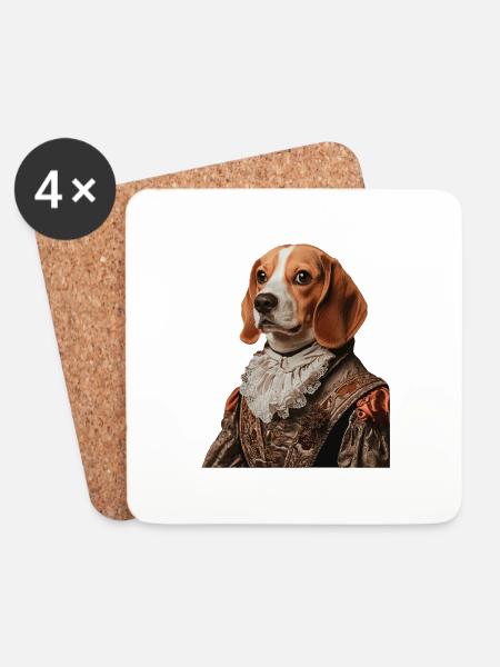Beagle - Untersetzer (4er-Set) - Weiß