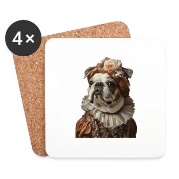 Bulldogge - Untersetzer (4er-Set) - Weiß - Vorne