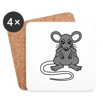Mouse looks angry angry frustrated angry aggressive - Coasters (set of 4) - white - Front