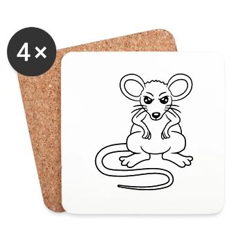 Mouse looks angry angry frustrated angry aggressive - Coasters (set of 4) - white - Front