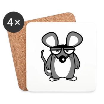 Mouse looks angry angry frustrated angry aggressive - Coasters (set of 4) - white - Front
