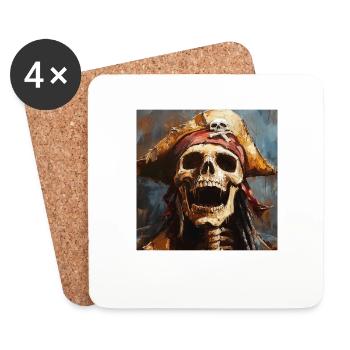 Piratenskelett - Untersetzer (4er-Set) - Weiß - Vorne