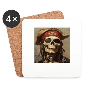 Piratenskelett - Untersetzer (4er-Set) - Weiß - Vorne