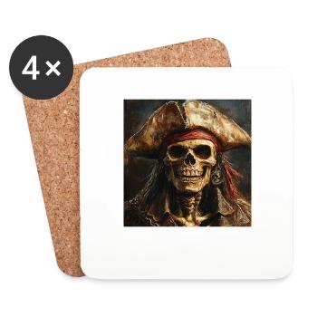 Piratenskelett - Untersetzer (4er-Set) - Weiß - Vorne