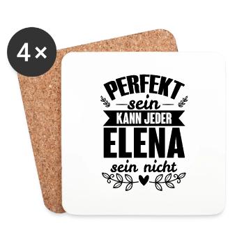 Elena - Perfekt Sein Kann Jeder Elena Sein Nicht - Untersetzer (4er-Set) - Weiß - Vorne