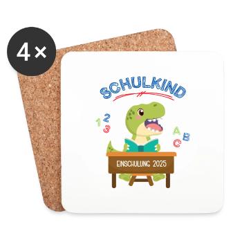 Einschulung 2025 Schulstart Schulanfang Schulkind - Untersetzer (4er-Set) - Weiß - Vorne