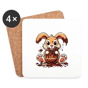 Osterhase Schokolade Genießen - Untersetzer (4er-Set) - Weiß - Vorne