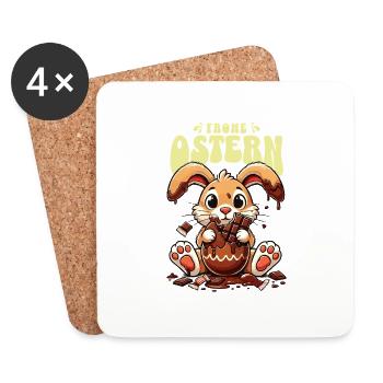 Osterhase Schokolade Genießen - Untersetzer (4er-Set) - Weiß - Vorne