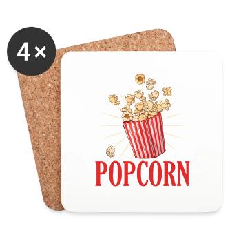 Popcorn Fasching Geschenkidee Funny - Untersetzer (4er-Set) - Weiß - Vorne