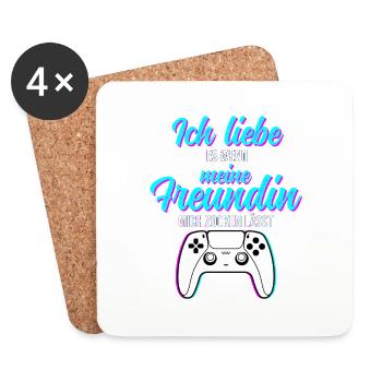 Gaming Liebe zur Freundin - Funny Geschenkidee - Untersetzer (4er-Set) - Weiß - Vorne
