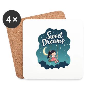 Girl Rocks Sweet Dreams Sleep Shirt - Coasters (set of 4) - white - Front
