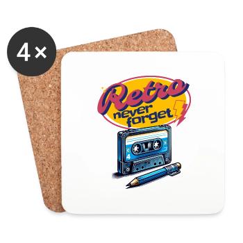 Retro Kassette und Stift Never Forget cool Fun - Untersetzer (4er-Set) - Weiß - Vorne