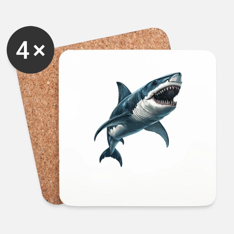 Megalodons Megalodon - Untersetzer (4er-Set) - Weiß