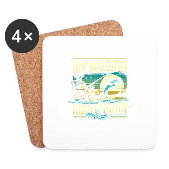 Meine Mission ist Angeln gehen - Untersetzer (4er-Set) - Weiß - Vorne
